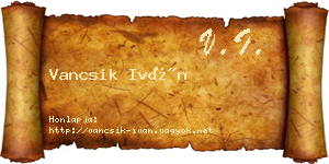 Vancsik Iván névjegykártya