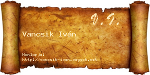 Vancsik Iván névjegykártya